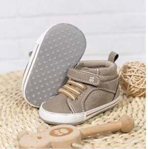 Infant High-Top Soft Sole Sneakers, Apricot, Size 1
